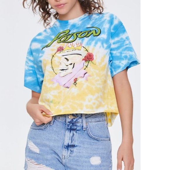 Poison Tops - Poison Greatest Hits 1986-1996 Logo rock Tie Dye Official T-Shirt S/M NWT